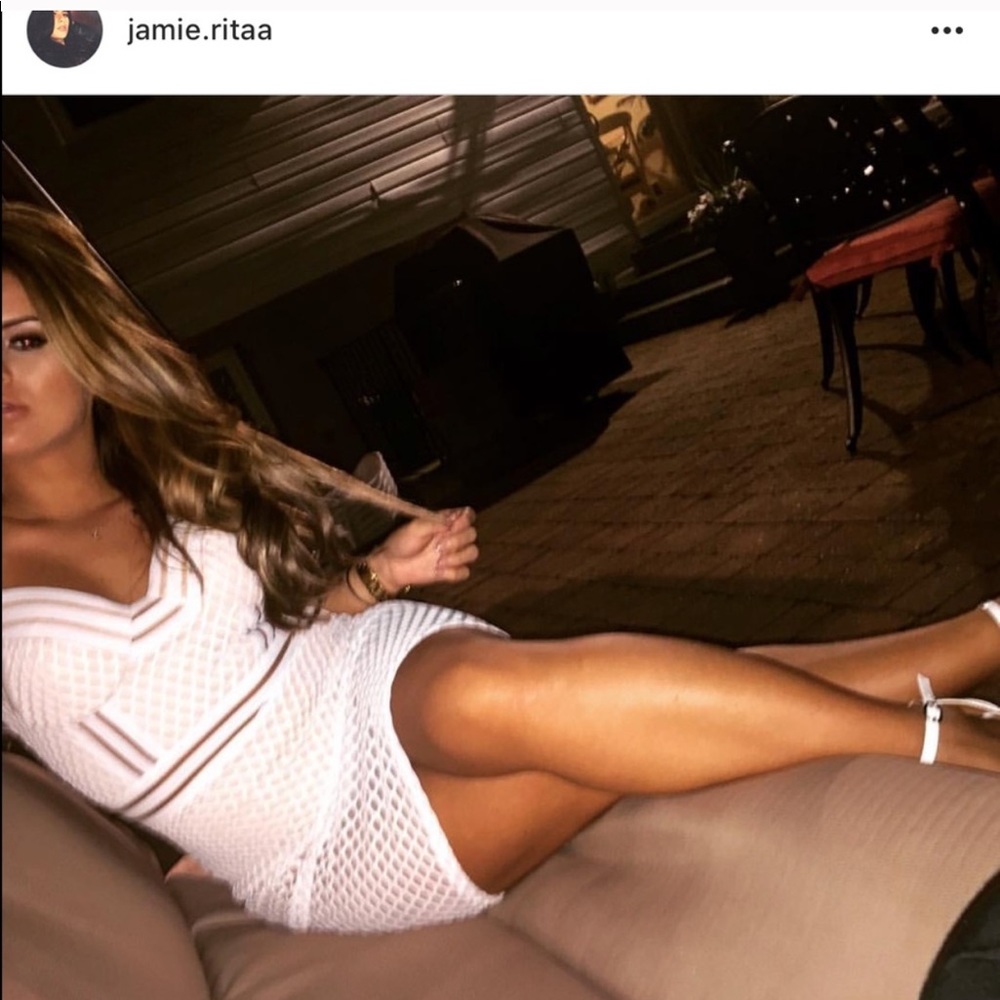 JLUX LABEL white dress with attached body suit.
